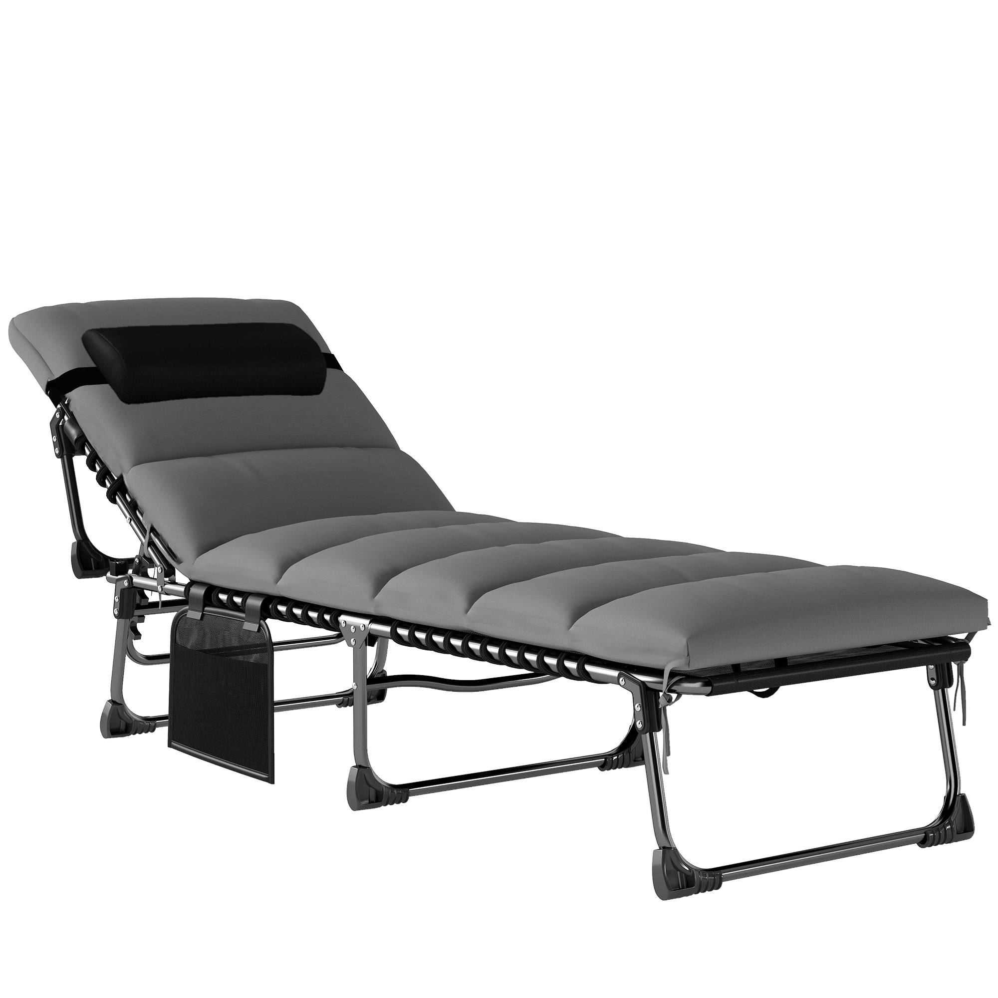 Chaise longue jardin, Bain de soleil Pliable, dossier inclinable - 200x57x38cm Acier Gris Foncé fr50 - Image 1