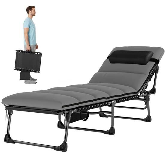 Chaise longue jardin, Bain de soleil Pliable, dossier inclinable - 200x57x38cm Acier Gris Foncé fr50 - Image 2