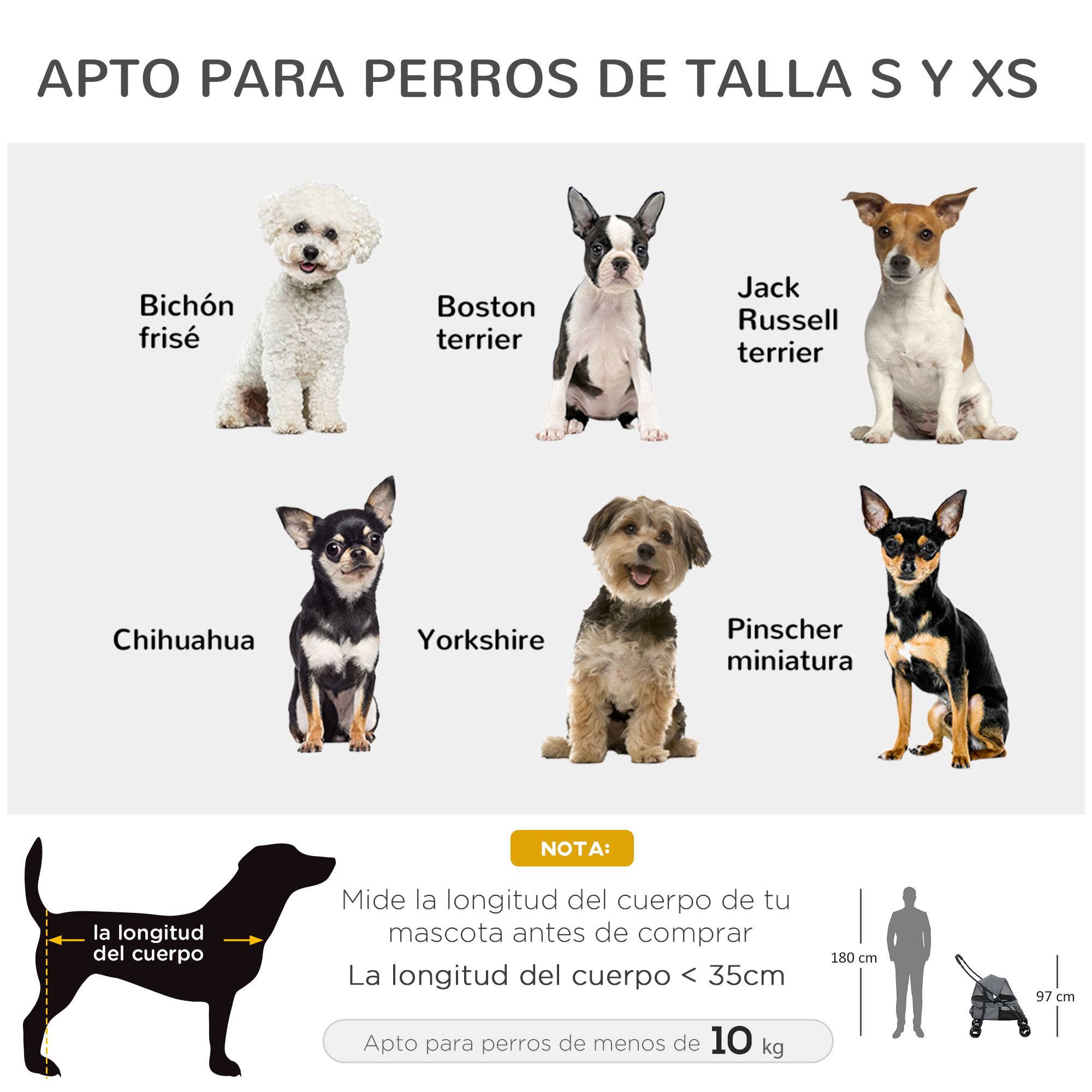 Poussette pliable pour petit chien avec fenêtres en filet, coussin lavable, sangles de sécurité et cadre en acier, grise - Image 6