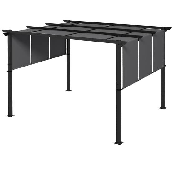 Pergola acier gris foncé 357 x 296 x 235 cm - PANGIVO - Image 2