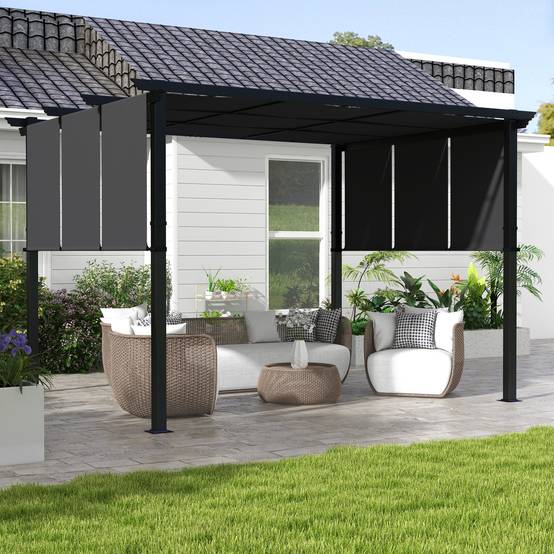 Pergola acier gris foncé 357 x 296 x 235 cm - PANGIVO - Image 4