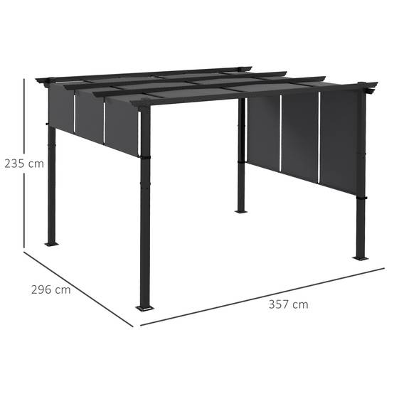 Pergola acier gris foncé 357 x 296 x 235 cm - PANGIVO - Image 5