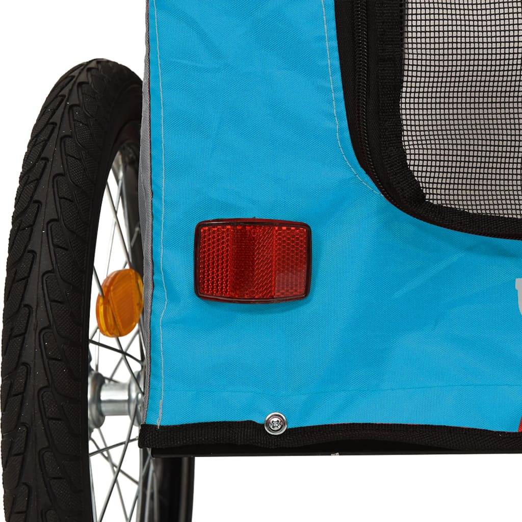 Remorque de vélo pour animaux fer et tissu bleu et gris 125 x 64 x 66 cm - PANGIVO - Image 10