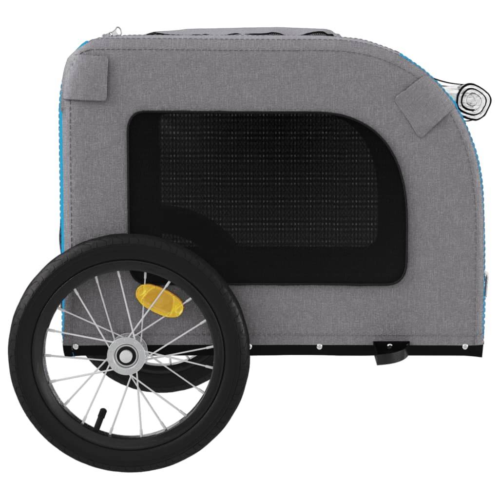 Remorque de vélo pour animaux fer et tissu bleu et gris 125 x 64 x 66 cm - PANGIVO - Image 7