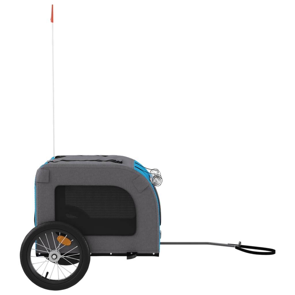 Remorque de vélo pour animaux fer et tissu bleu et gris 125 x 64 x 66 cm - PANGIVO - Image 6