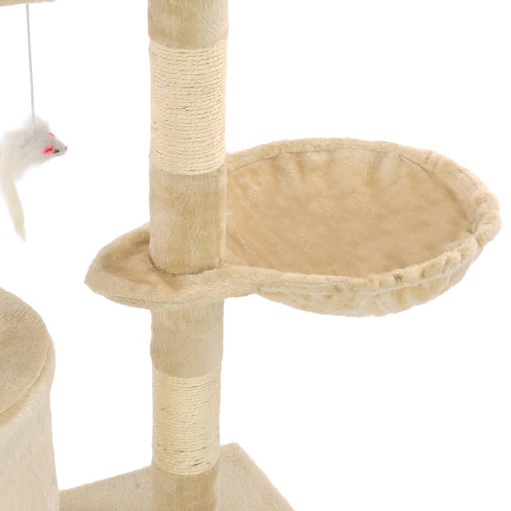 Arbre à chat sisal et peluche beige 49 x 35 x 138 cm, Poids:8.2kg - PANGIVO - Image 7