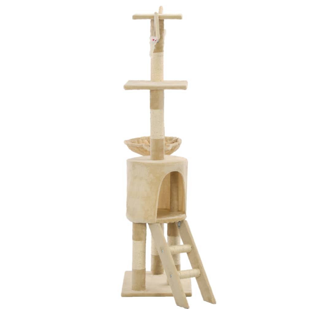 Arbre à chat sisal et peluche beige 49 x 35 x 138 cm, Poids:8.2kg - PANGIVO - Image 4