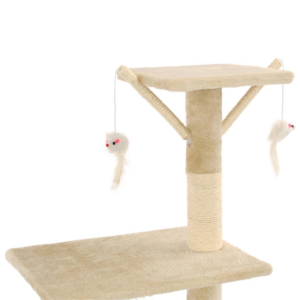 Arbre à chat sisal et peluche beige 49 x 35 x 138 cm, Poids:8.2kg - PANGIVO - Image 6
