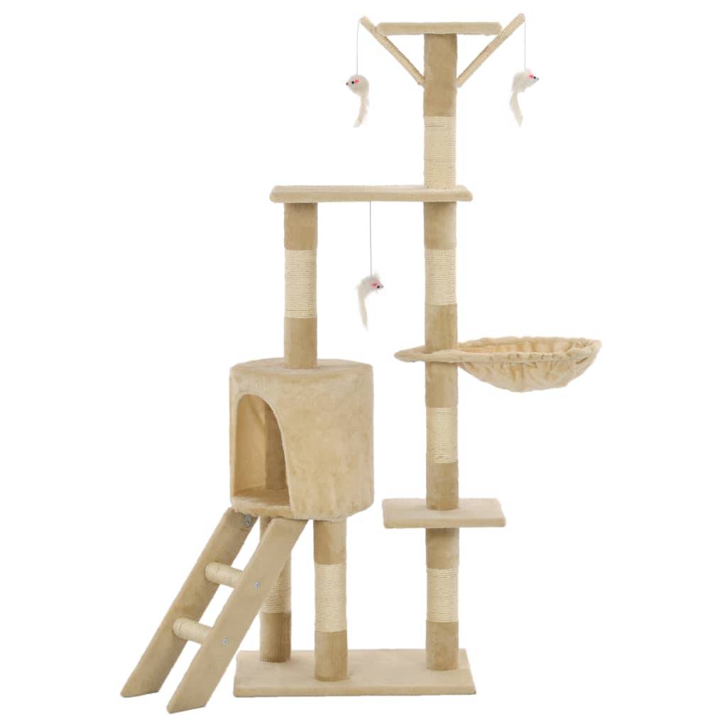 Arbre à chat sisal et peluche beige 49 x 35 x 138 cm, Poids:8.2kg - PANGIVO - Image 3