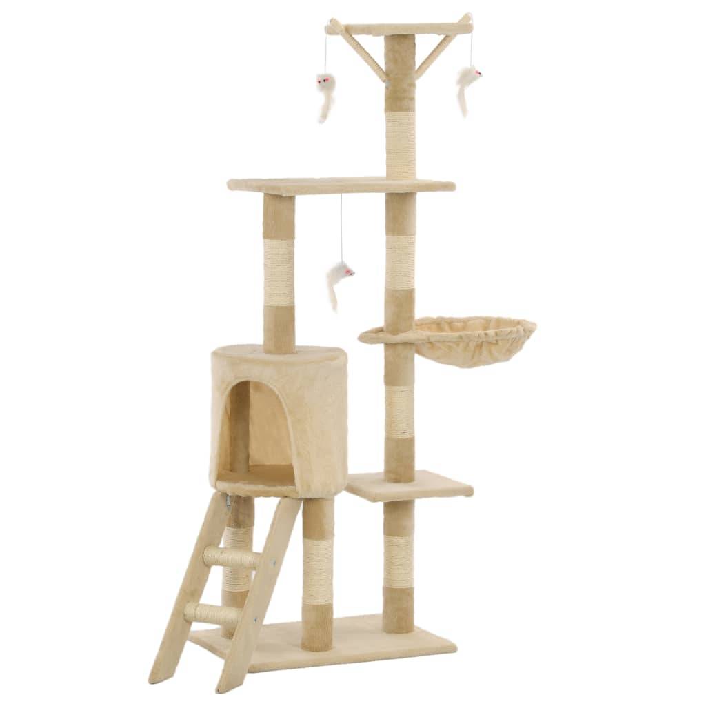 Arbre à chat sisal et peluche beige 49 x 35 x 138 cm, Poids:8.2kg - PANGIVO - Image 2