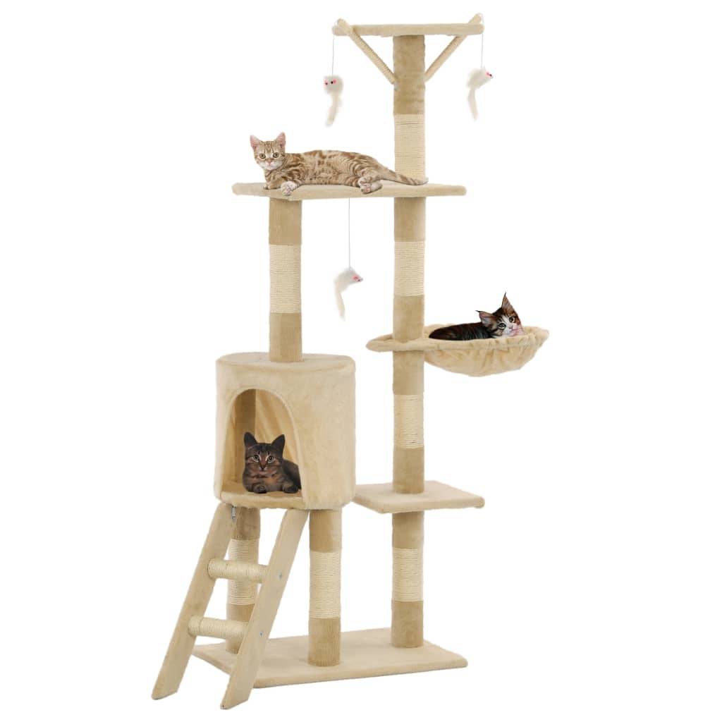 Arbre à chat sisal et peluche beige 49 x 35 x 138 cm, Poids:8.2kg - PANGIVO - Image 1