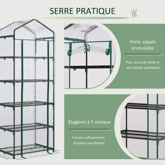 Serre de balcon PVC pour pots et semis Optimisation de l'espace 69x49x193cm Clair - ComfortXL Outdoor Living - Image 7
