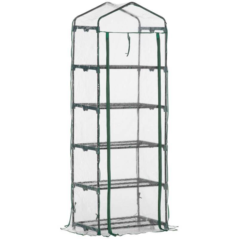ComfortXL - Mini serre de jardin PVC 69 x 49 x 193 cm verte transparente 5 étagères porte enroulable - ComfortXL Outdoor Living - Image 2