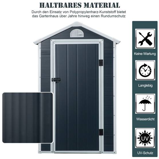 PANGIVO - Abri de jardin en métal gris avec fenêtre de ventilation, 134 x 104 x 204 cm - PANGIVO - Image 5