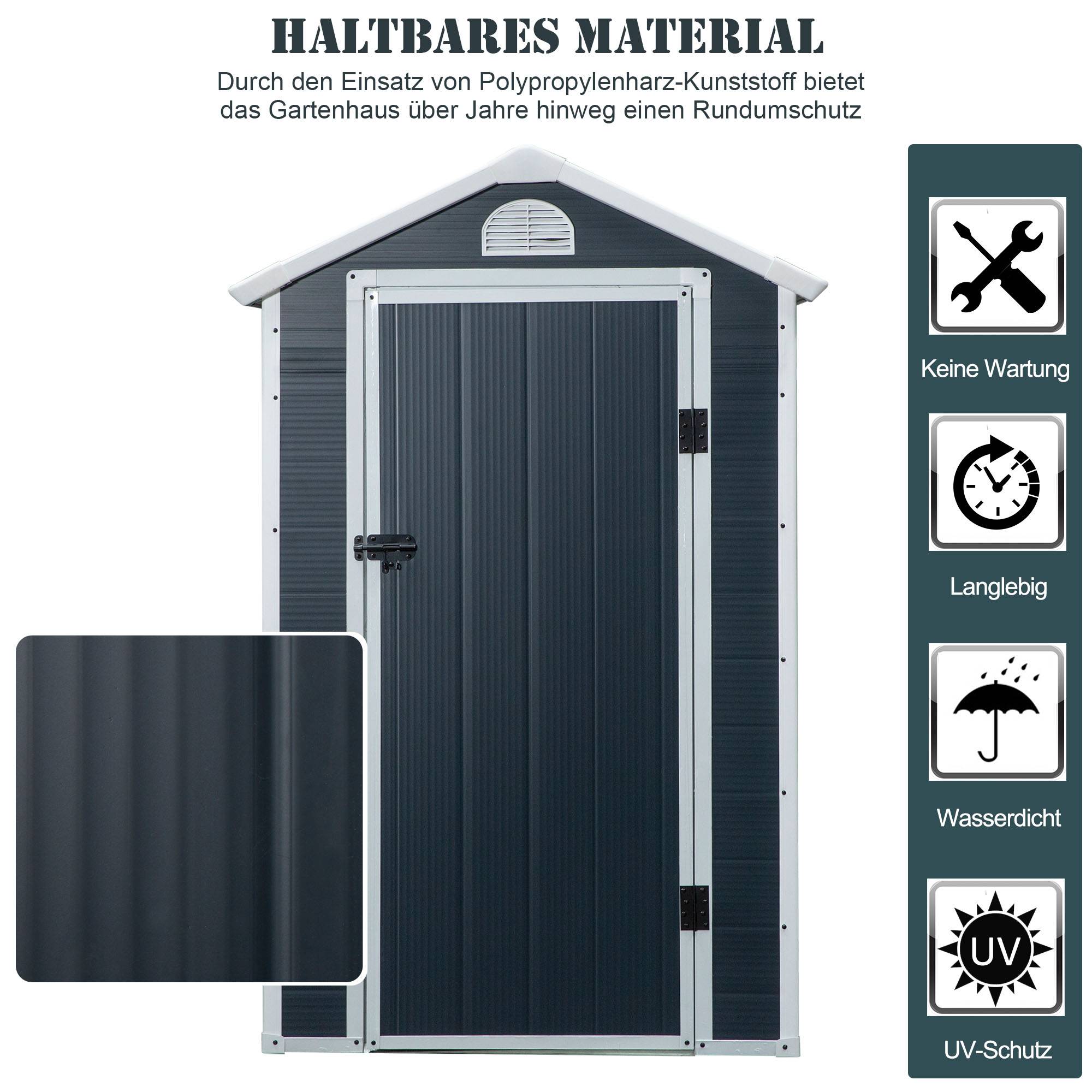 PANGIVO - Abri de jardin en métal gris avec fenêtre de ventilation, 134 x 104 x 204 cm - PANGIVO - Image 5