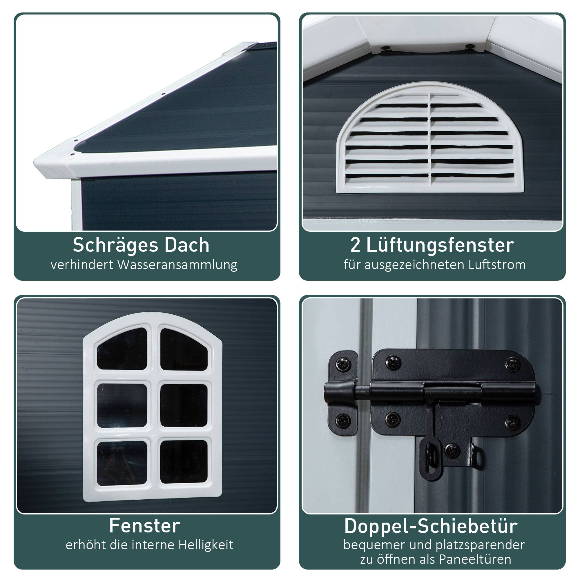 PANGIVO - Abri de jardin en métal gris avec fenêtre de ventilation, 134 x 104 x 204 cm - PANGIVO - Image 4