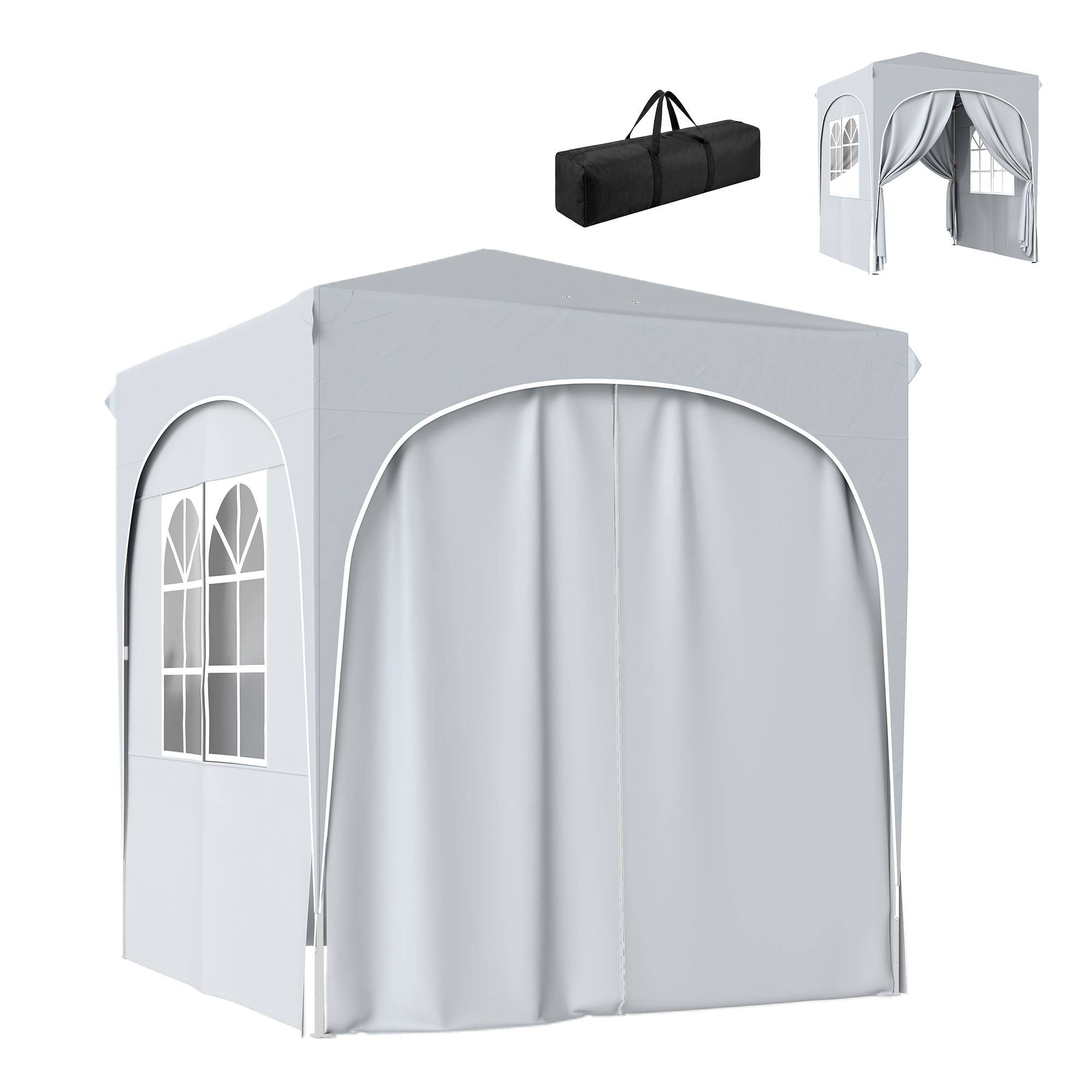 Gazebo pliant réglable 2x2 m avec 4 parois latérales métal toile Oxford Gris, tente compacte jardin extérieur - Image 2