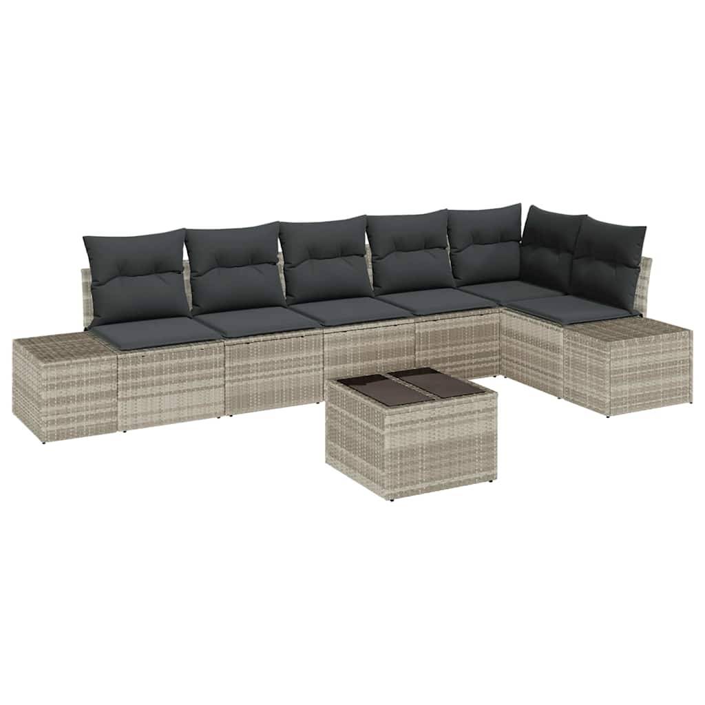 Salon de jardin modulable 7 éléments en polyrotin stable avec pieds réglables Gris clair – ComfortXL Outdoor Living - Image 2