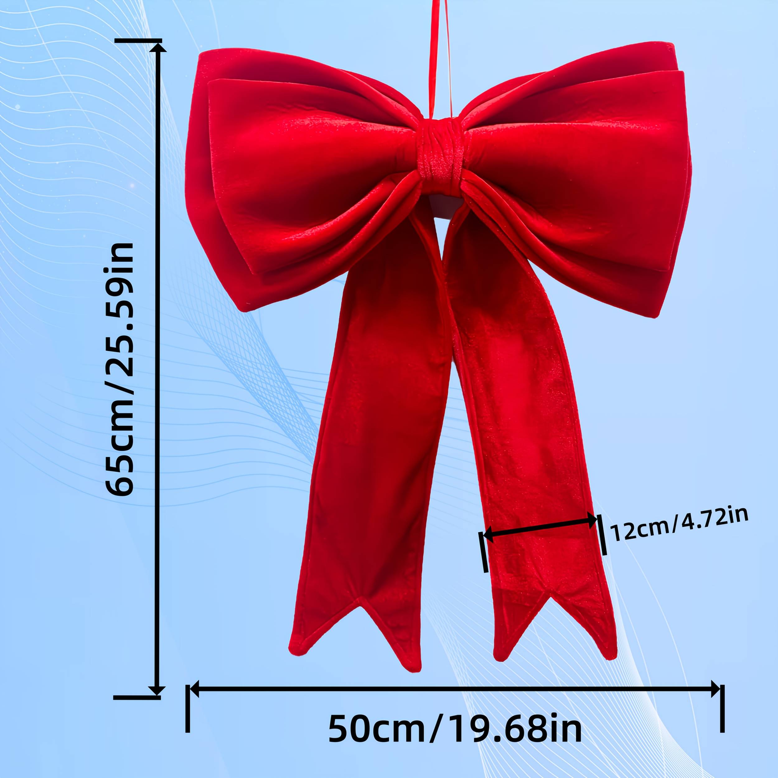 Grand nœud en velours rouge pour sapin de Noël, décoration à suspendre pour mariage, Noël, décoration de Noël, nœud géant de Noël - Image 5