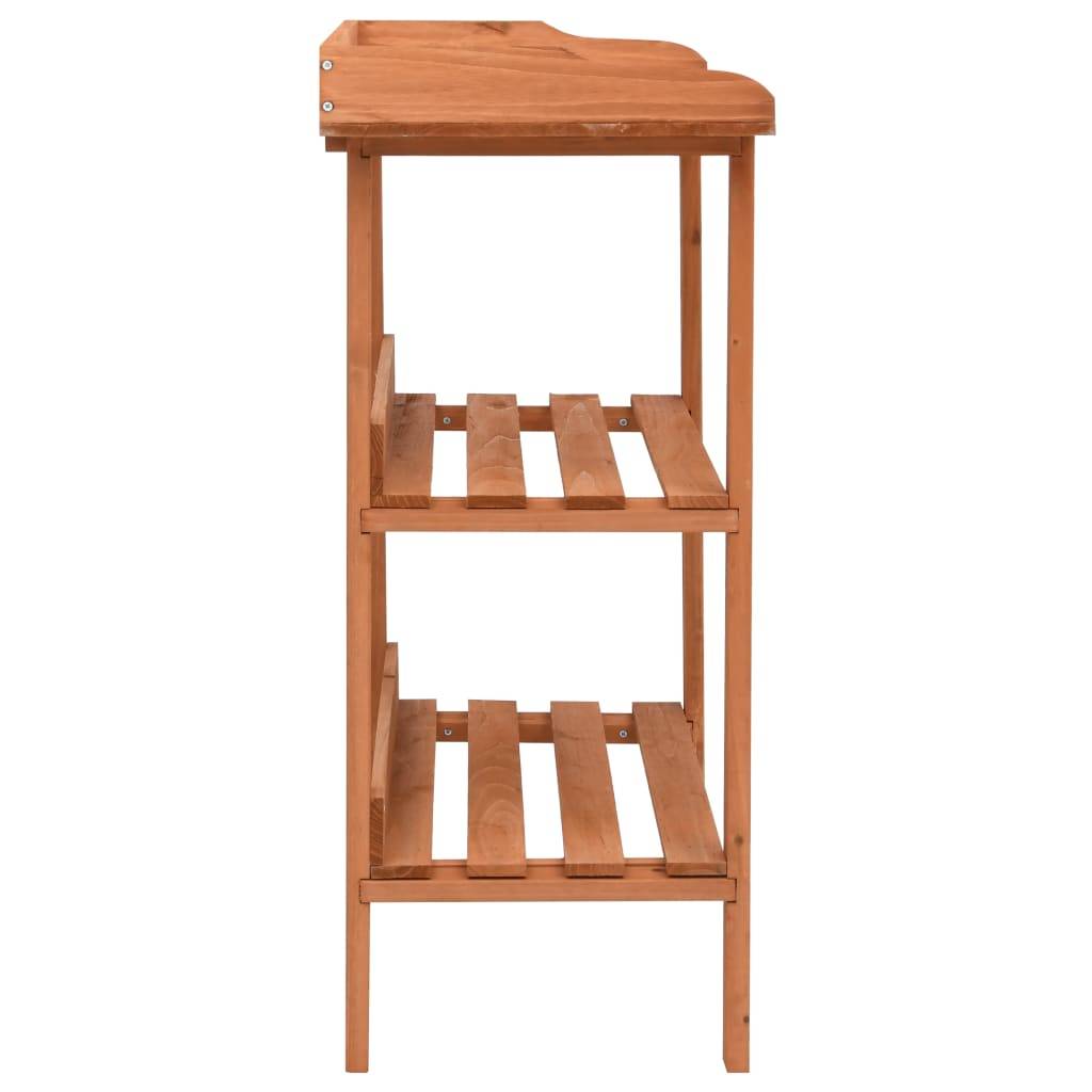 Établi de Jardinage en Bois de Sapin avec Dessus Zinc et 3 Étagères de Rangement Brun – ComfortXL Outdoor Living - Image 3
