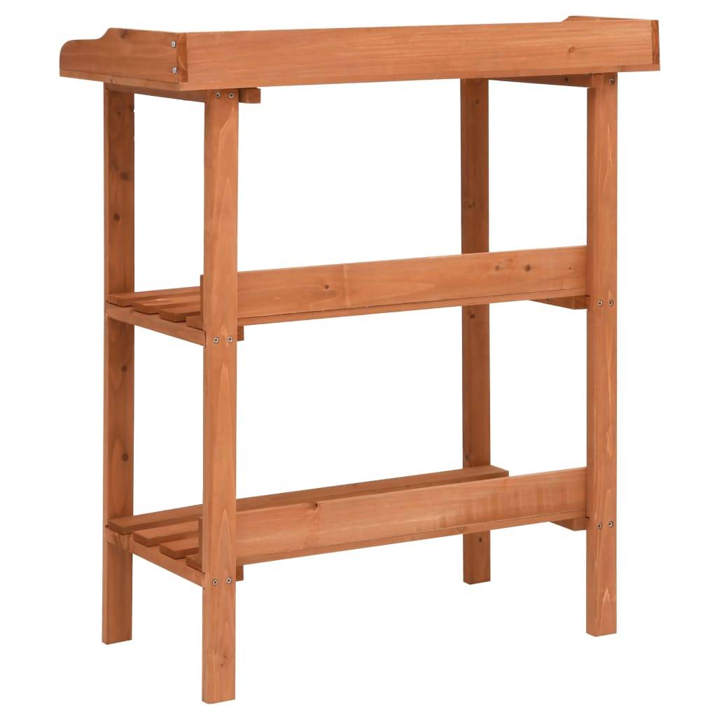 Établi de Jardinage en Bois de Sapin avec Dessus Zinc et 3 Étagères de Rangement Brun – ComfortXL Outdoor Living - Image 4