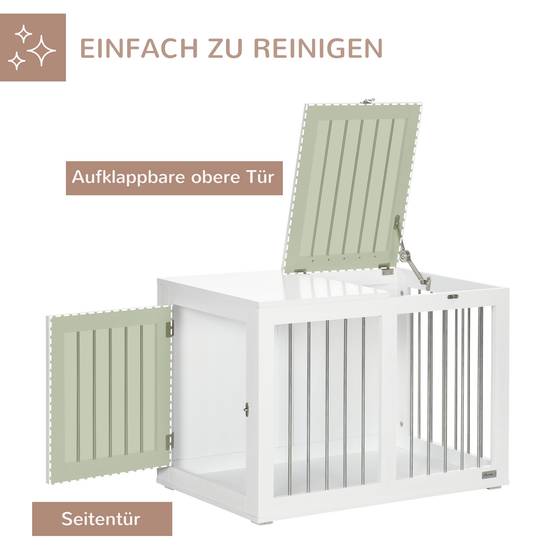 Cage pour chien 2 portes verrouillables, grille acier,80x50x56,5 cm blanc et argent - Image 7