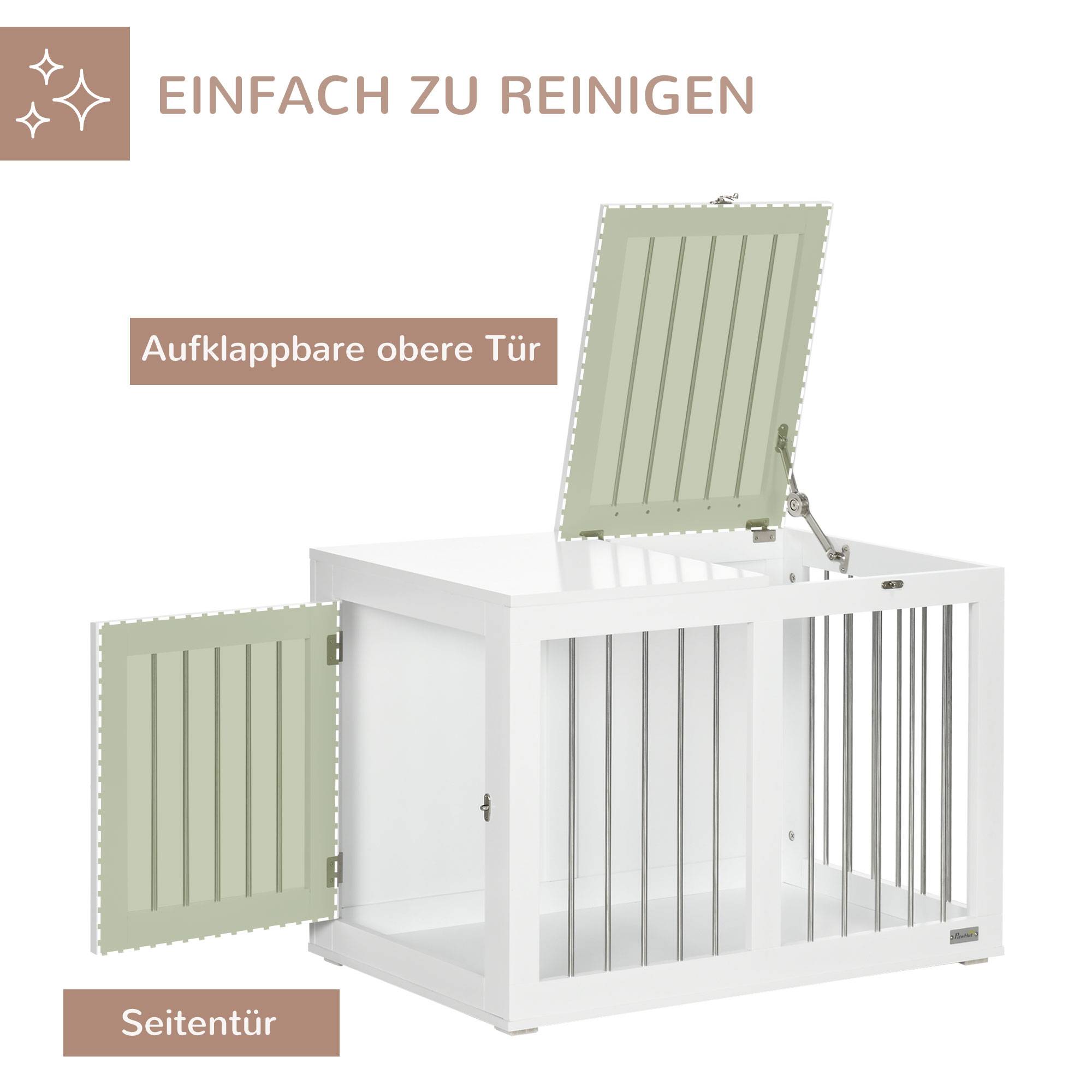 Cage pour chien 2 portes verrouillables, grille acier,80x50x56,5 cm blanc et argent - Image 7