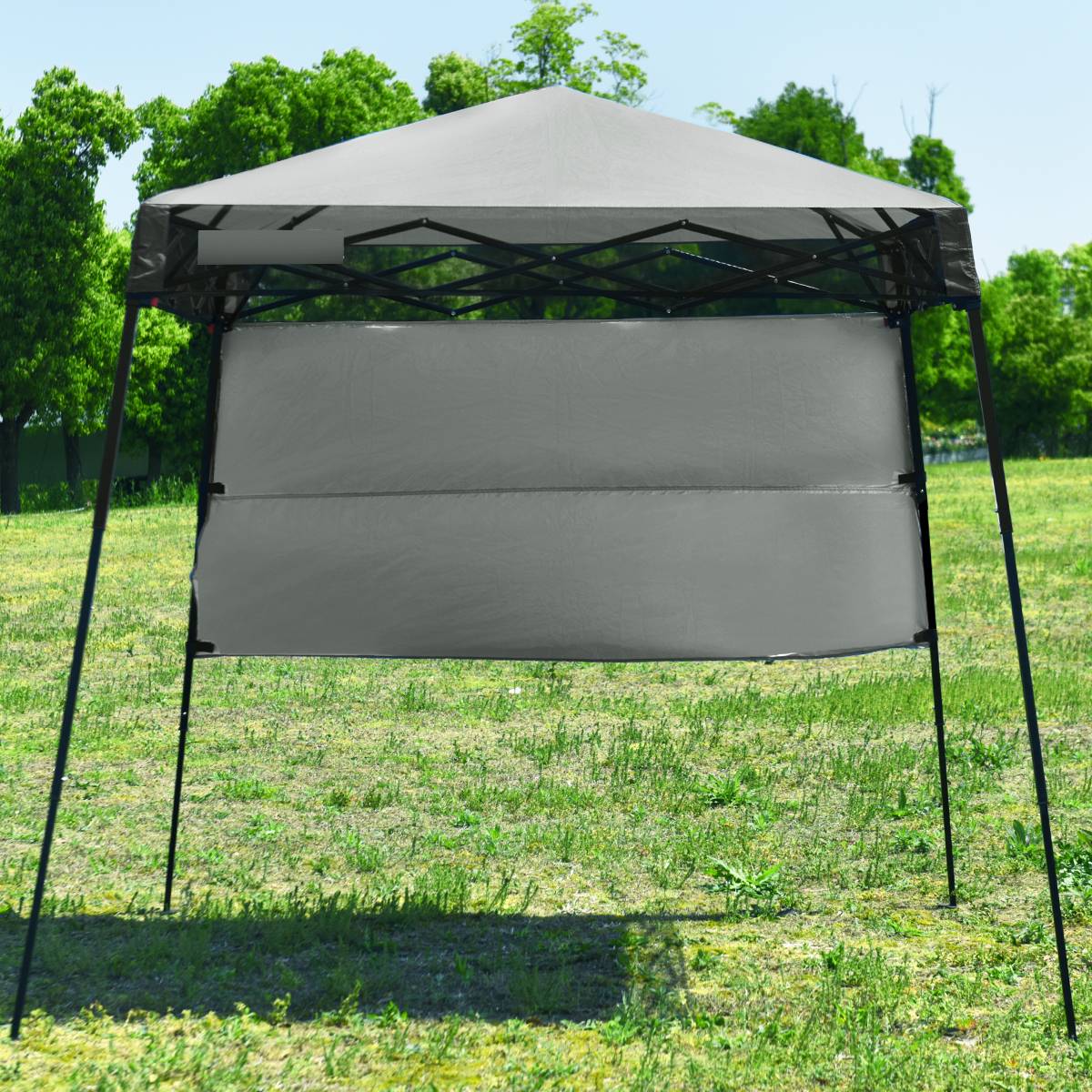 Tonnelle Pliante 182 x 182 cm Protection Solaire Portable et Léger Abri avec Sac à Dos pour Camping Fête Barbecue Jardin Patio Plage Gris F404R - Image 3