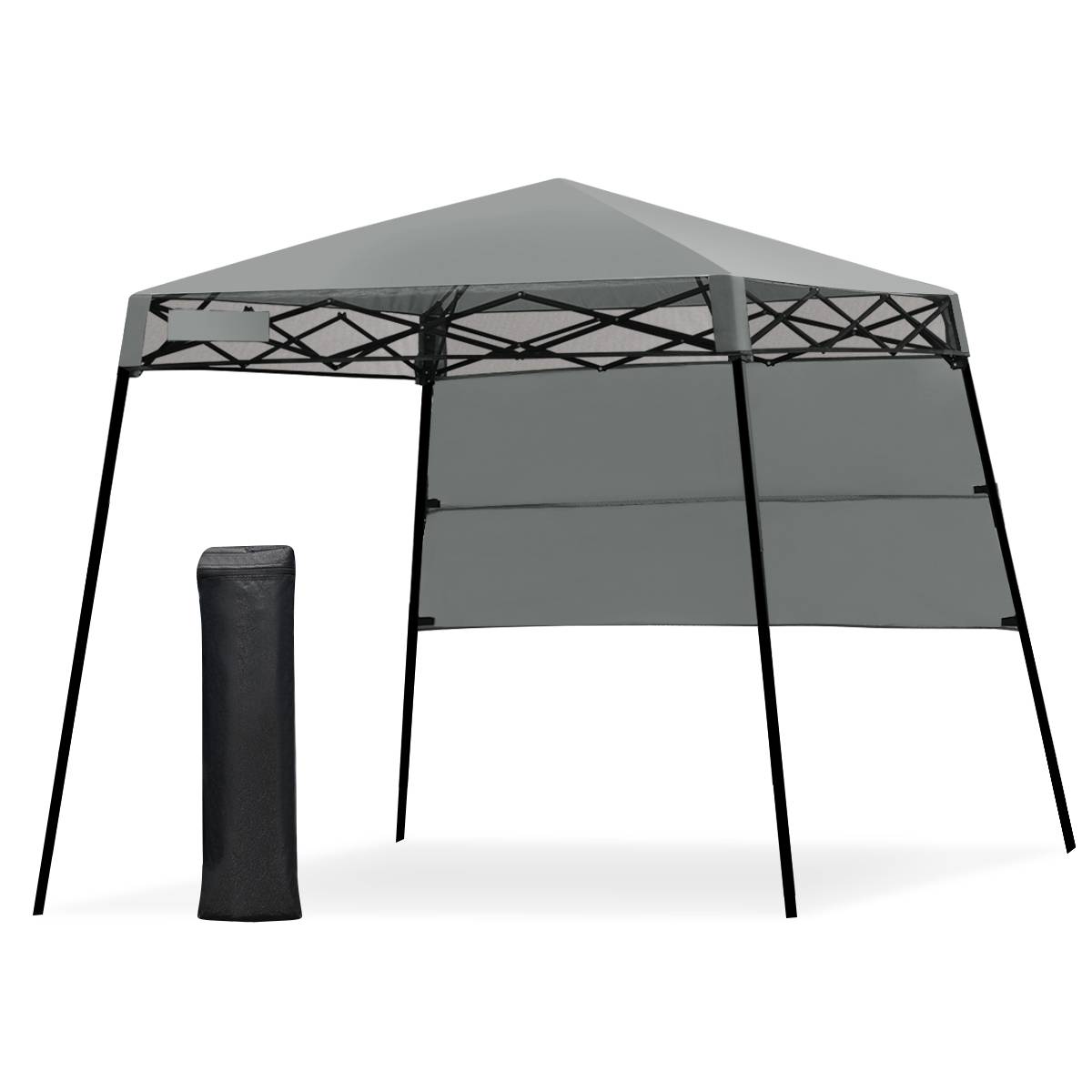 Tonnelle Pliante 182 x 182 cm Protection Solaire Portable et Léger Abri avec Sac à Dos pour Camping Fête Barbecue Jardin Patio Plage Gris F404R - Image 1