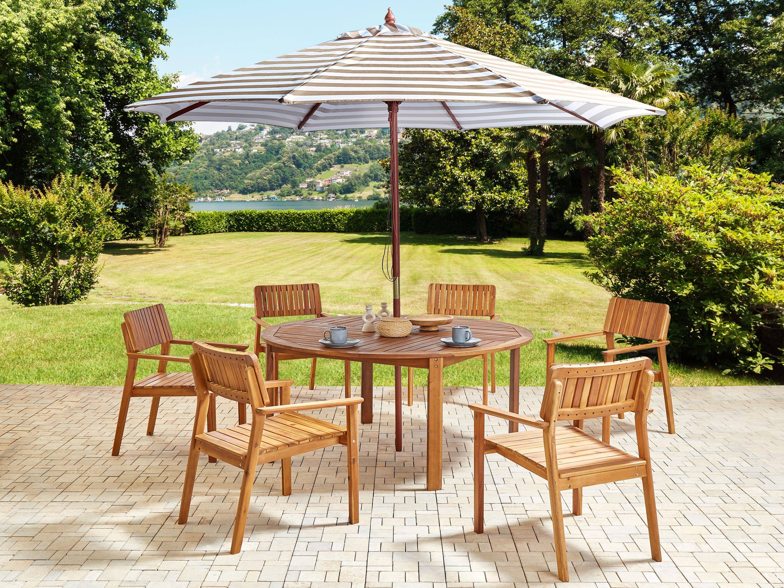 Beliani - Set de salle à manger, 6 Personnes Acacia Marron AGELLO - Beliani - Image 1