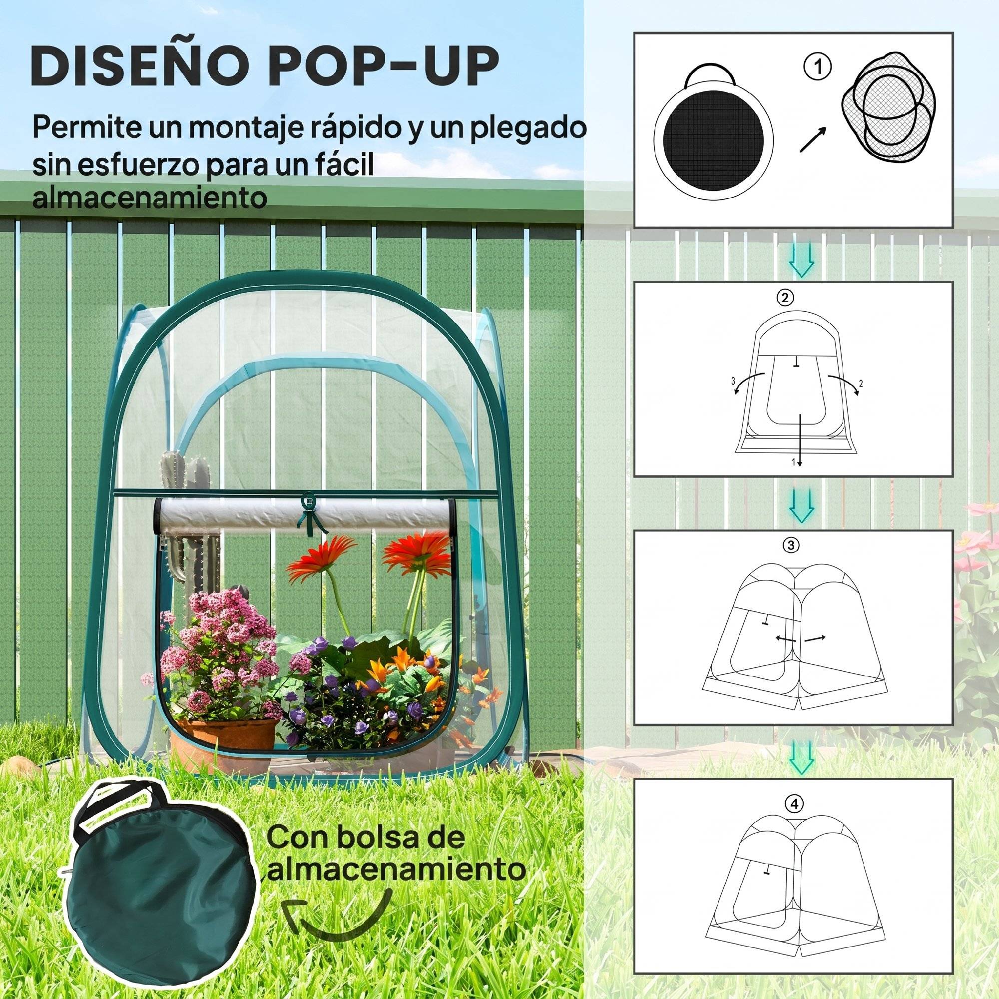 ComfortXL - Mini serre de jardin acier 70 x 70 x 80 cm transparente pliable pour balcon et semis - ComfortXL Outdoor Living - Image 6