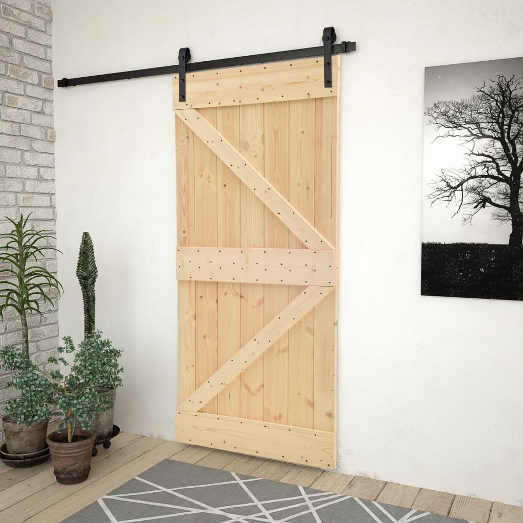 Vidaxl - Porte coulissante avec kit de quincaillerie 80x210cm Pin massif - vidaXL - Image 2