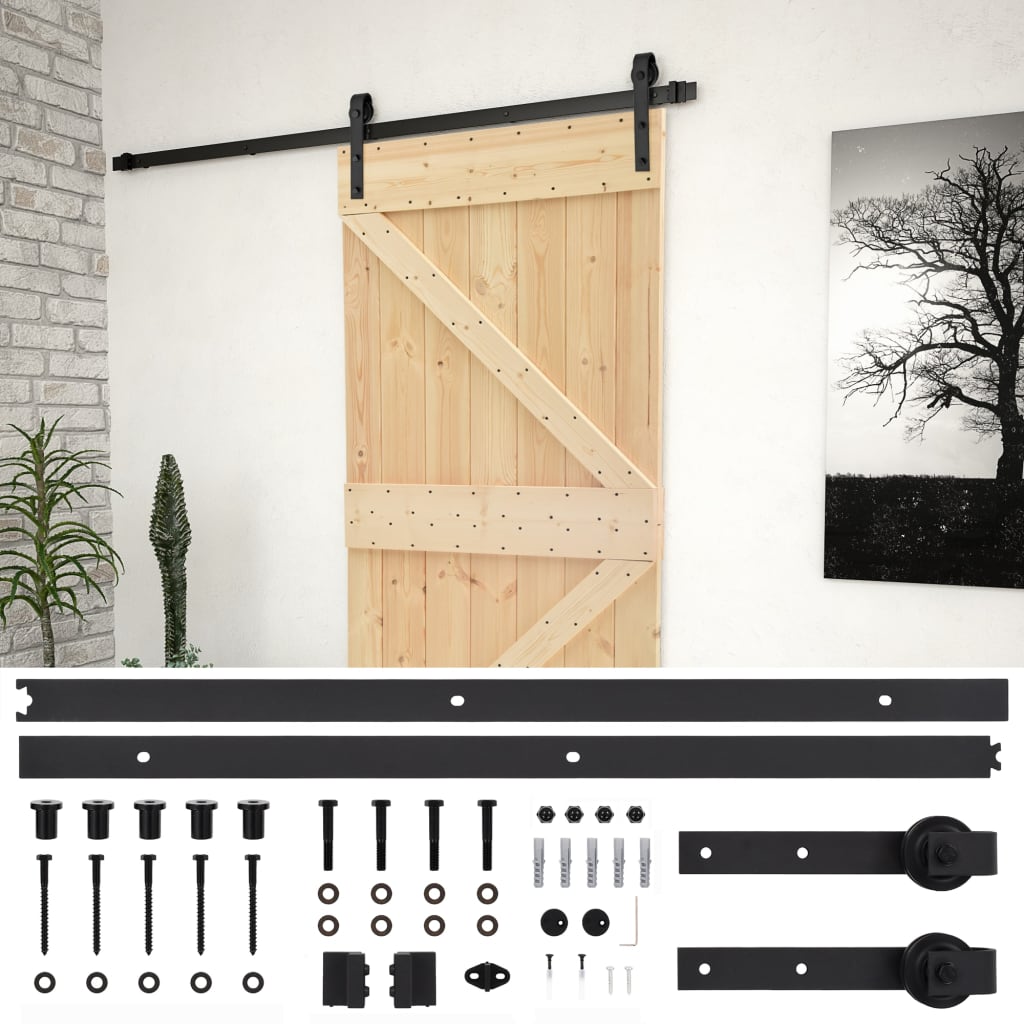 Vidaxl - Porte coulissante avec kit de quincaillerie 80x210cm Pin massif - vidaXL - Image 1