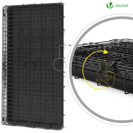 Vounot - Cage pour chien pliable avec 2 portes verrouillable plateau amovible 122x75x81cm - Image 6