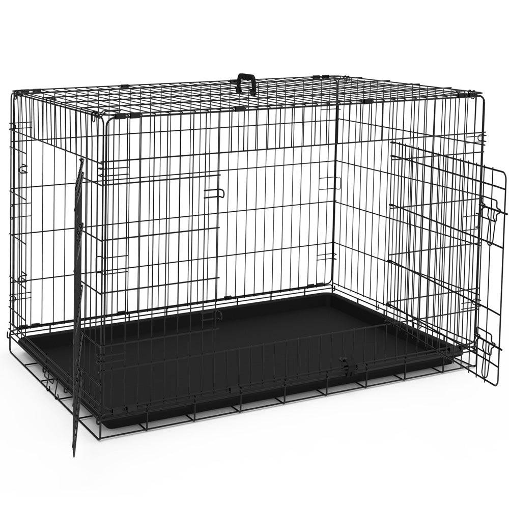 Vounot - Cage pour chien pliable avec 2 portes verrouillable plateau amovible 122x75x81cm