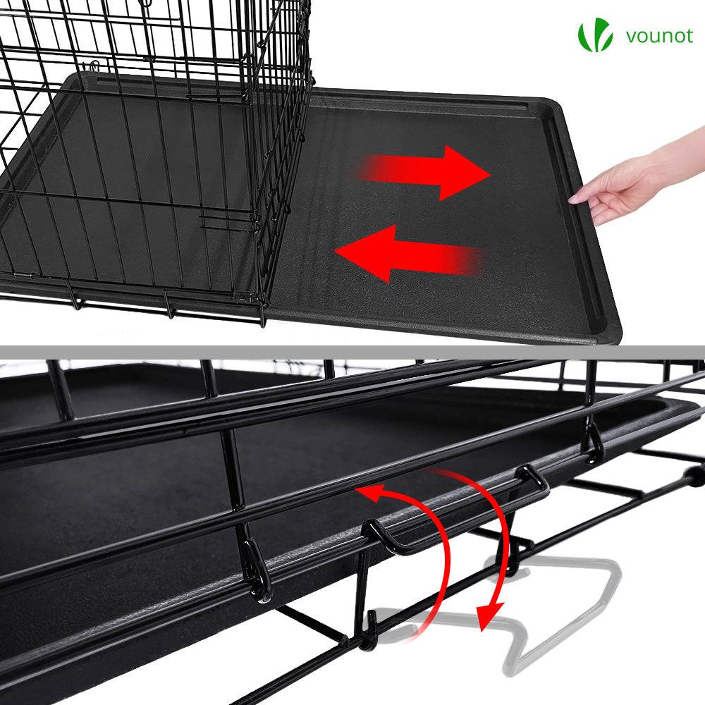 Vounot - Cage pour chien pliable avec 2 portes verrouillable plateau amovible 122x75x81cm - Image 5