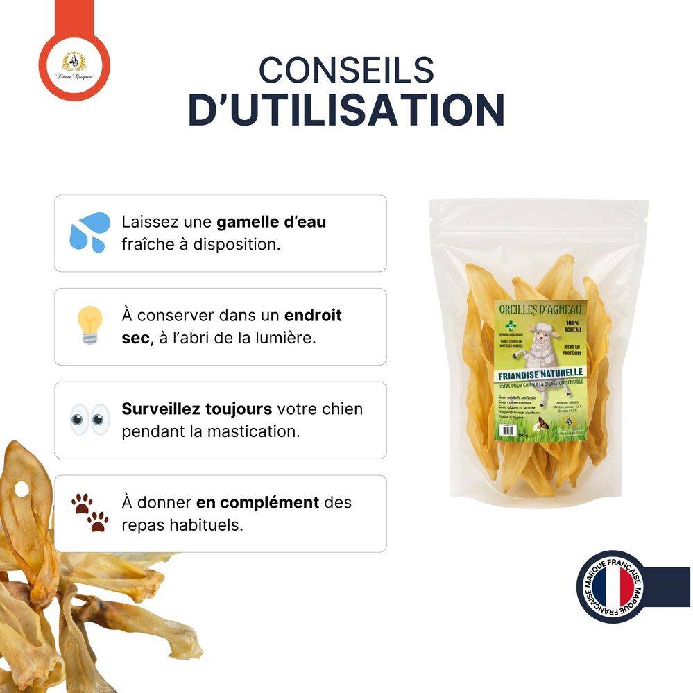 France Croquettes - France Croquettes Friandise pour chien Oreilles d'agneau - 500 g - Image 4