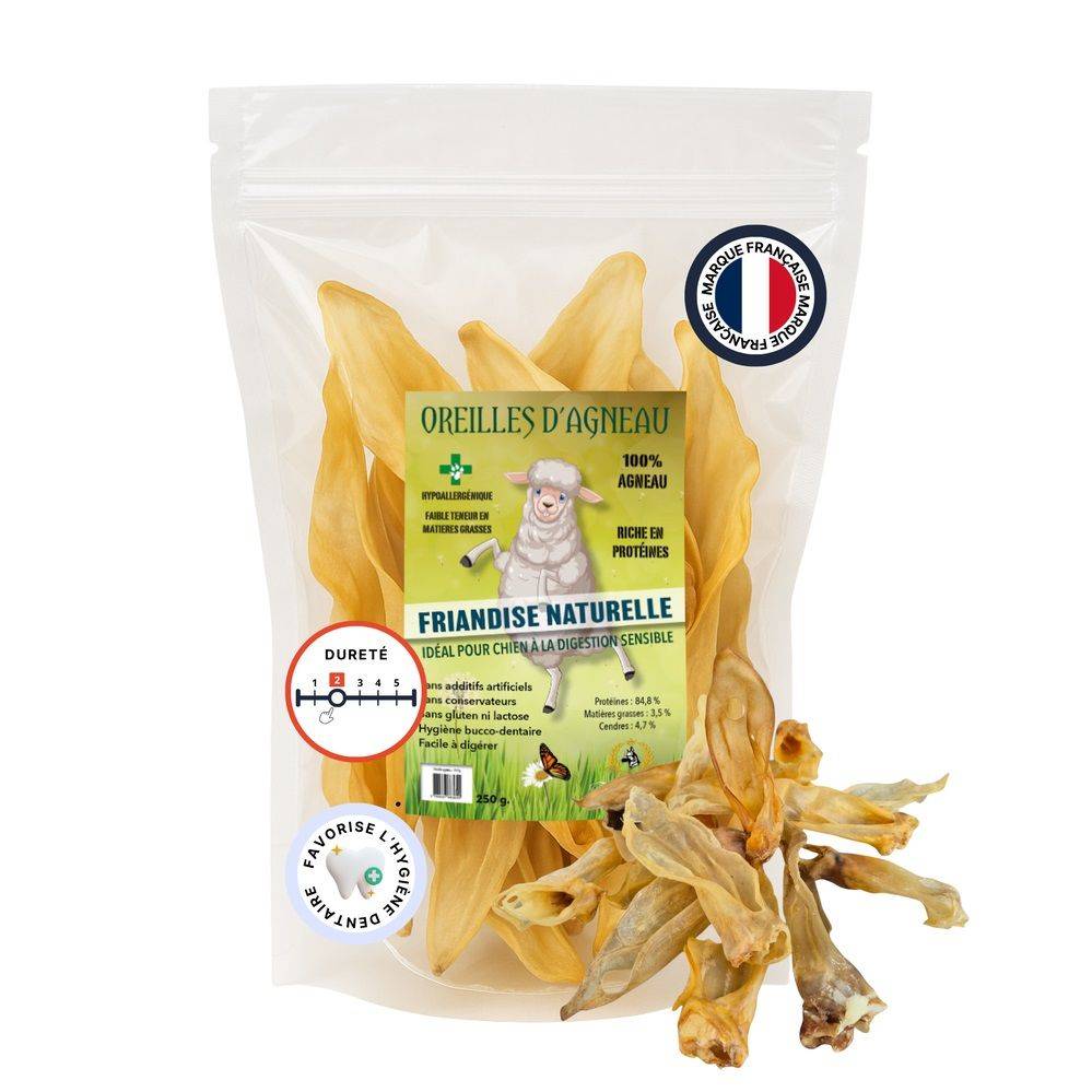France Croquettes - France Croquettes Friandise pour chien Oreilles d'agneau - 500 g - Image 1