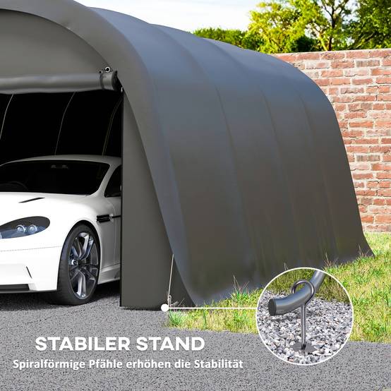 Abri de voiture 3x6 m, imperméable et résistant à l’hiver, parois amovibles, porte enroulable, UPF50+ - Image 9