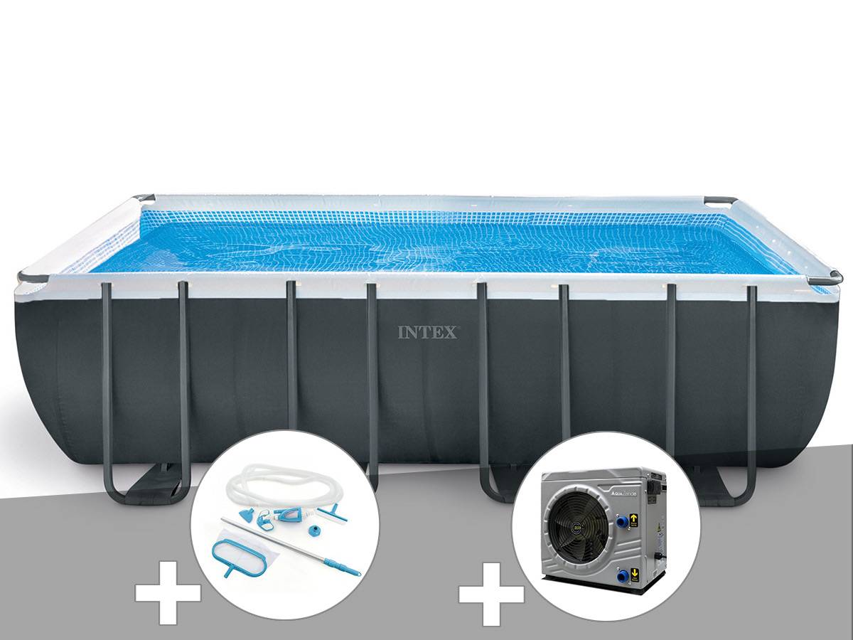 Kit piscine tubulaire Intex Ultra XTR Frame rectangulaire 5,49 x 2,74 x 1,32 m + Kit d'entretien + Pompe à chaleur - Image 1