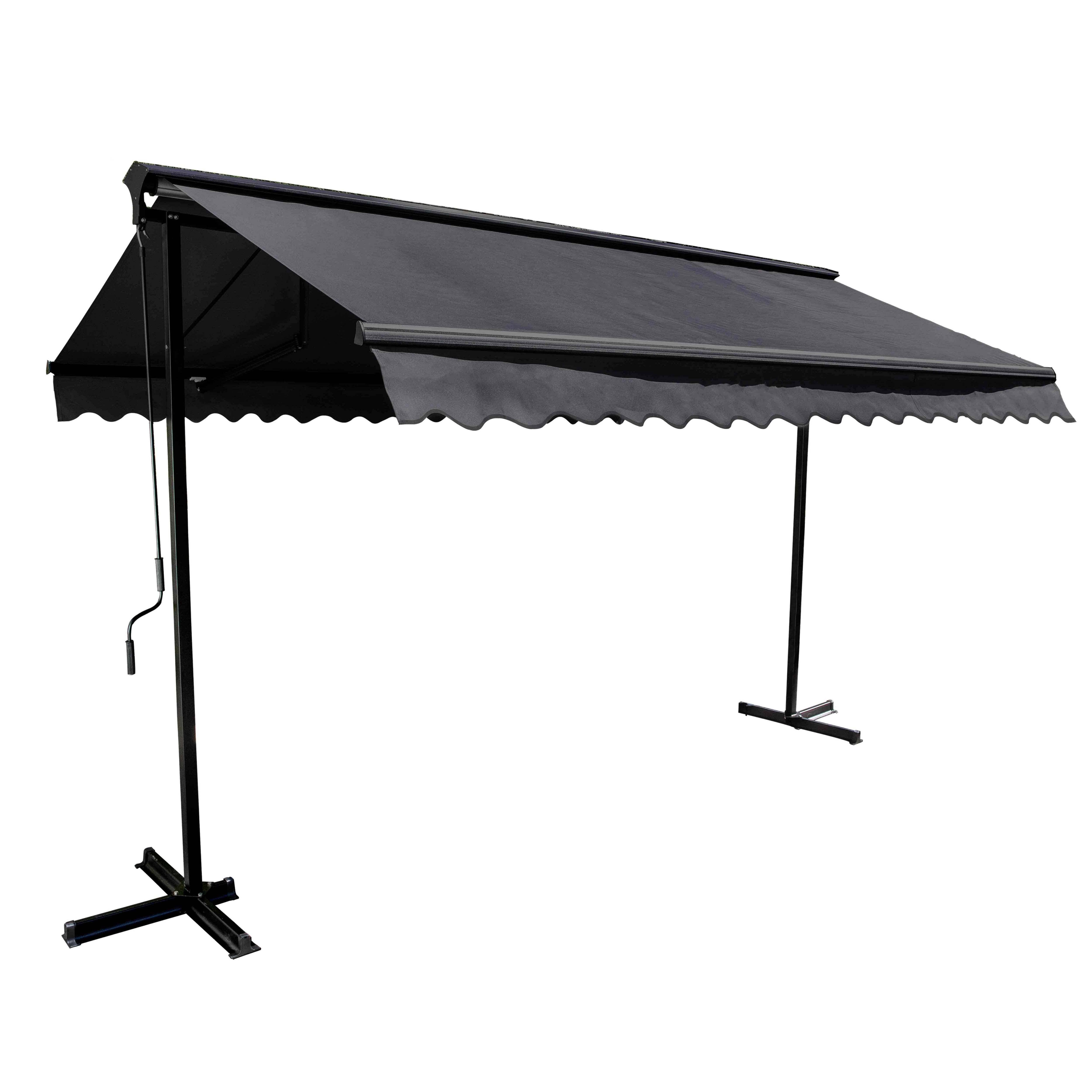 Oviala - Ensemble store double pente 3x3 m et 4 dalles lestées gris Trinidad - Oviala - Image 4