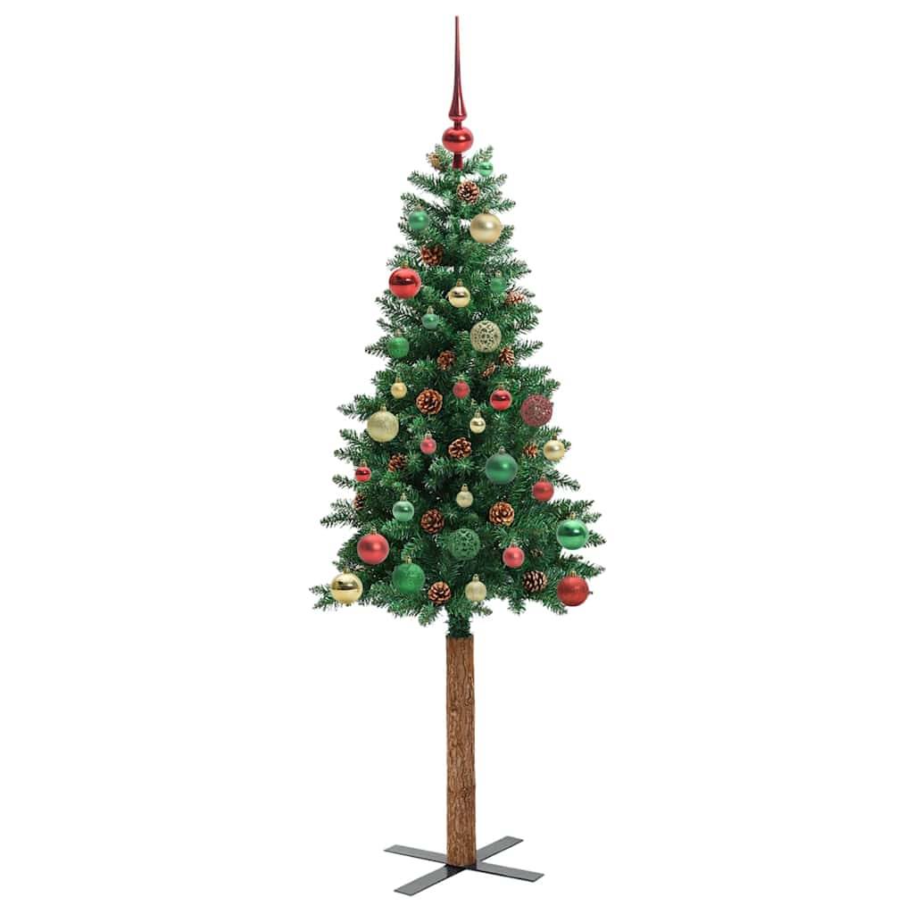 ComfortXL - Petit Sapin de Noël Mince 150 cm pour Appartement, Lumineux avec 150 LED et Décorations Bois et Boules – ComfortXL Outdoor Living - Image 6