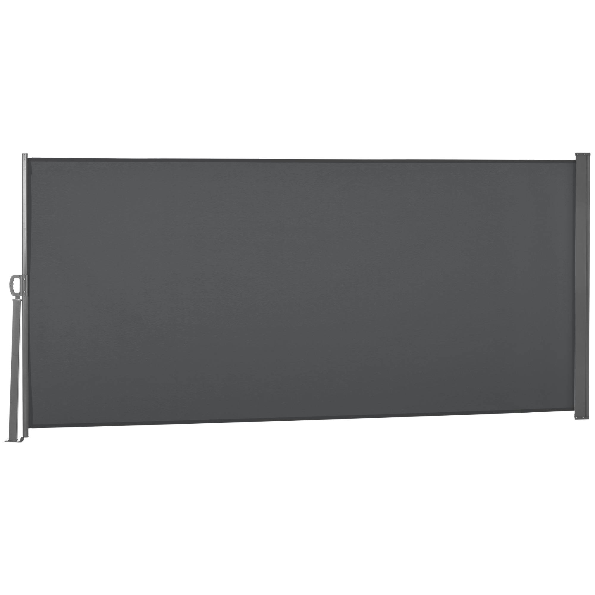 Store latéral rétractable 300 x 160 cm, enrouleur, protection solaire et intimité, pour balcon et terrasse, gris - Image 2