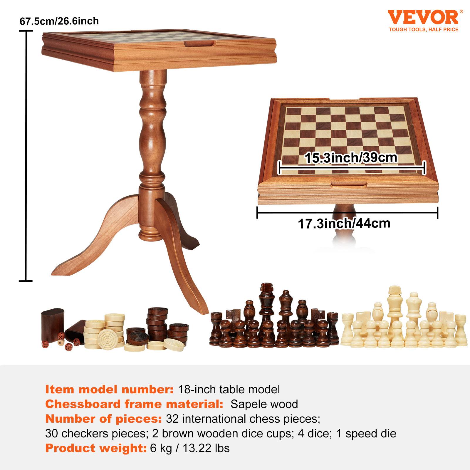 VEVOR Jeu échecs dames backgammon 3-en-1, bois 44x67,5 cm. Table de luxe, jeu société. - Image 7