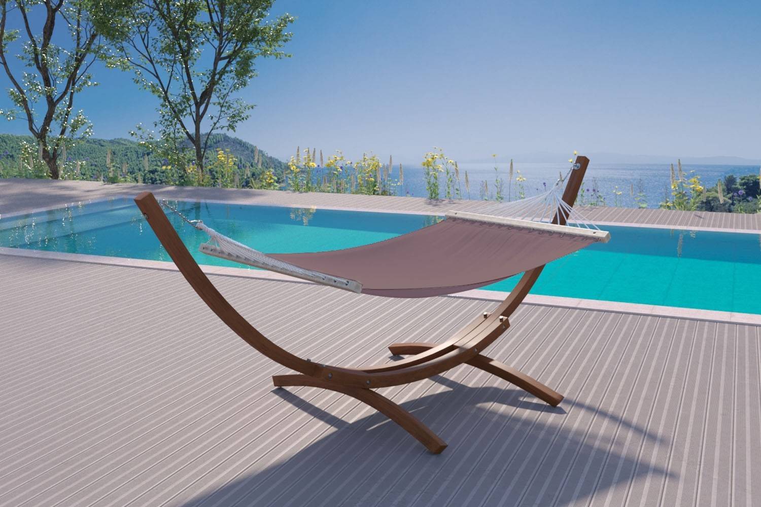 Concept Usine - Hamac avec auvent sur support 315 m en bois chocolat LAGOA - Image 2