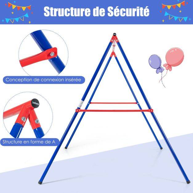 Helloshop26 - Portique métallique de balançoire en forme de a avec piquets d'ancrage et 2 méthodes de fixation - Image 2