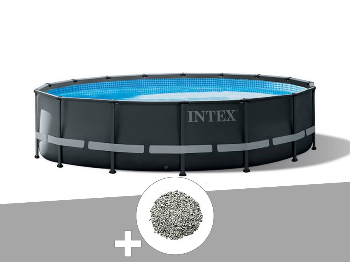 Kit piscine tubulaire Intex Ultra XTR Frame ronde 4,88 x 1,22 m + 20 kg de zéolite - Image 1