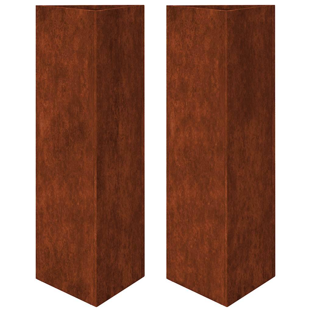 Jardinières 2 pcs acier brun 30 x 26 x 75 cm - PANGIVO - Image 2