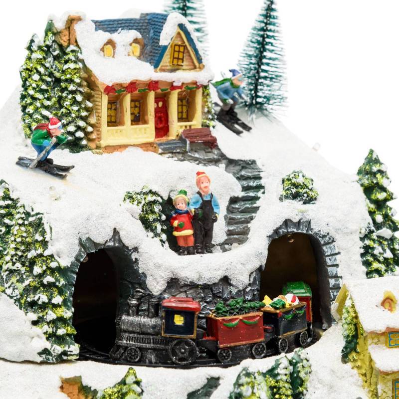 Lotti - Village de Noel animé à LED avec montagne Enneigé Petit Train Sapin de Noël et Père Noël H31cm Lotti - Image 2