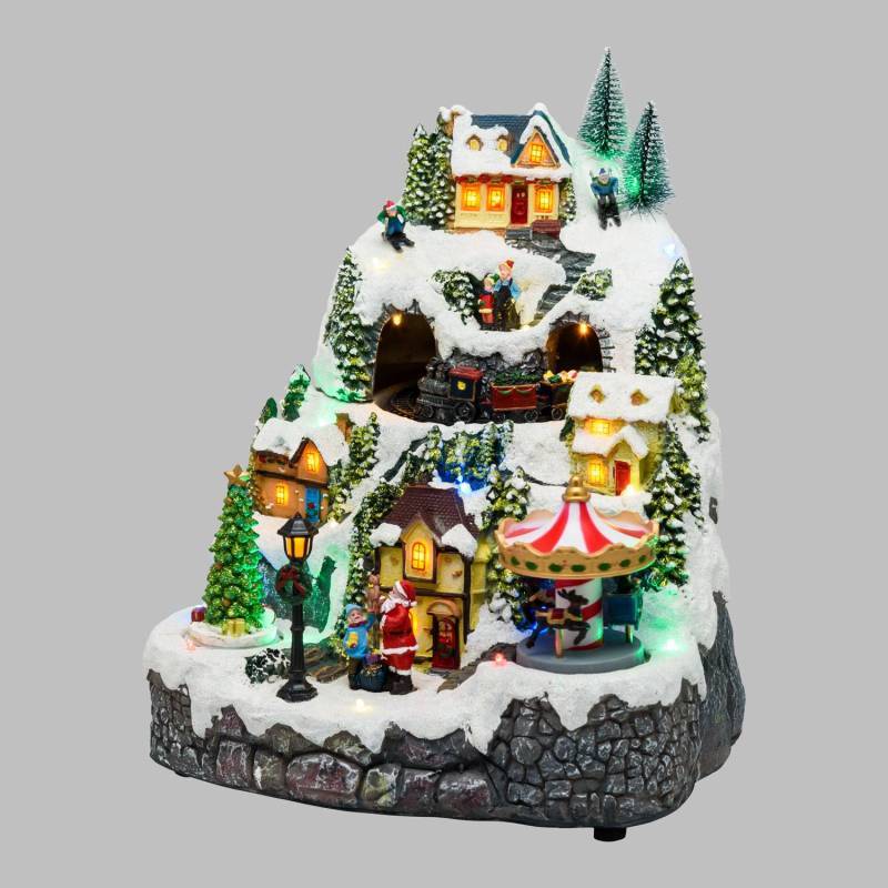 Lotti - Village de Noel animé à LED avec montagne Enneigé Petit Train Sapin de Noël et Père Noël H31cm Lotti - Image 7